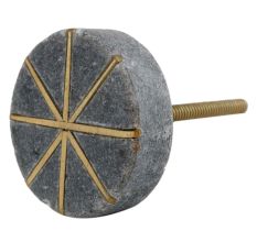 Round Grey Stone Gold Wire Dresser Knobs